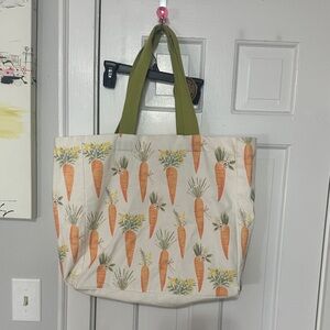 Rabbit Hill farm carrot design cream canvas tote bag